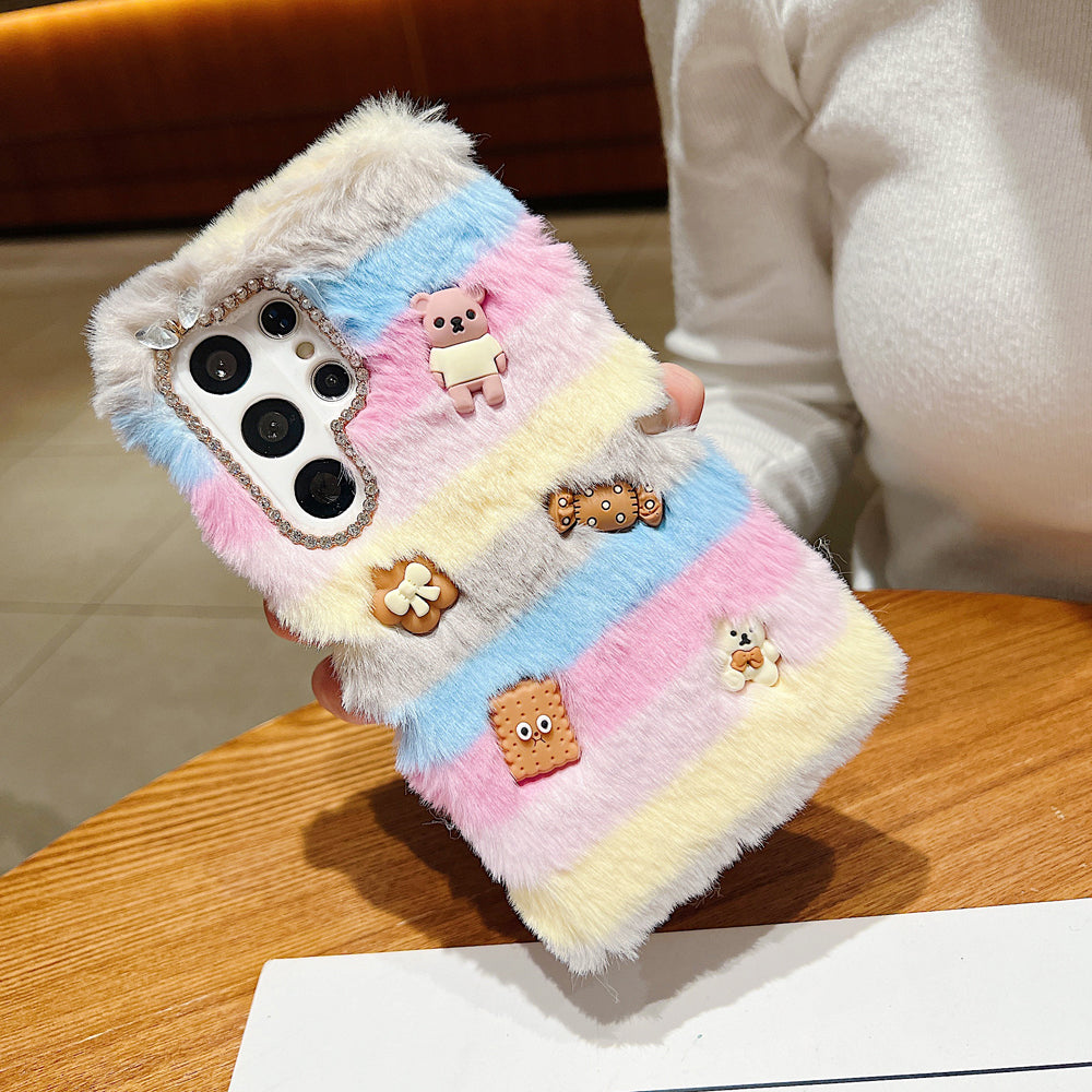 Rainbow Furry 3D Toy Camera Protection Soft Phone Case - iPhone 14 Pro