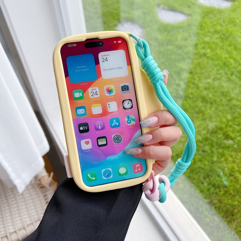 Retro Camera Shape Stand Phone Case With Lanyard Strap