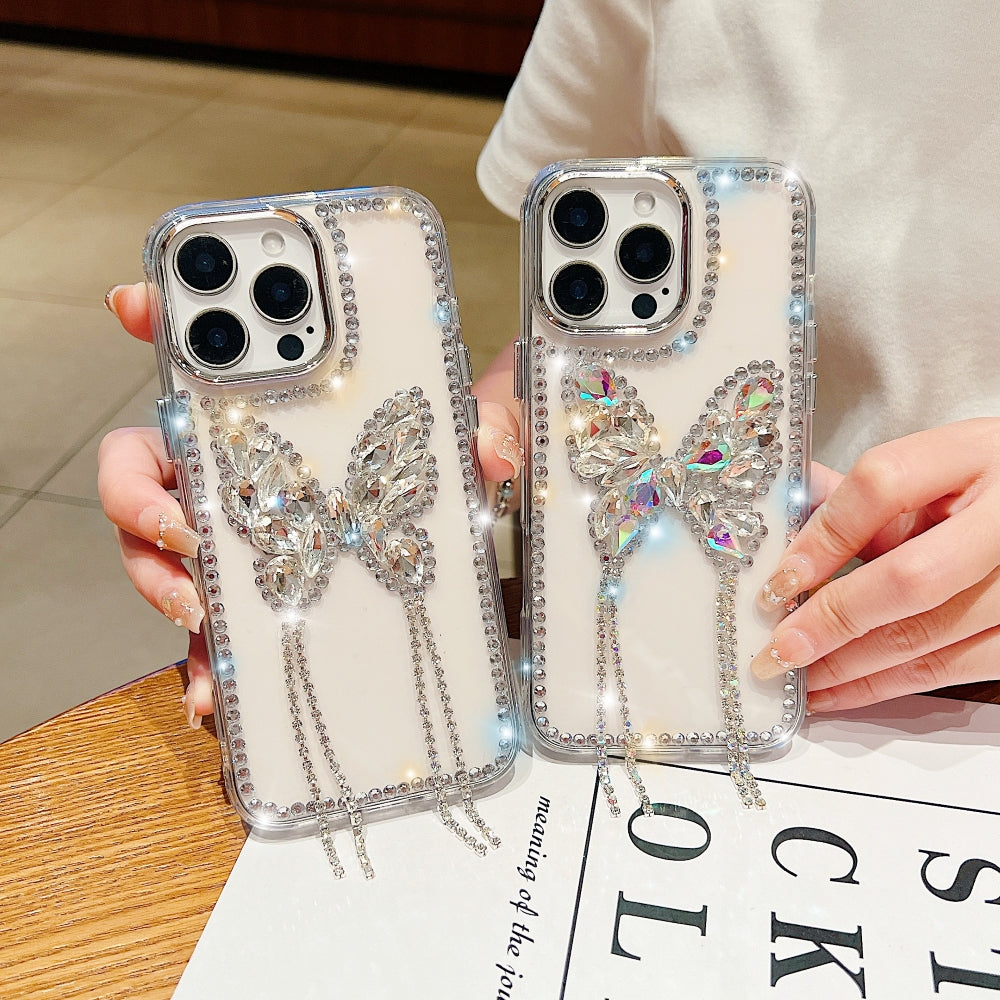 Rhinestone Butterfly Stone Transparent Phone Case