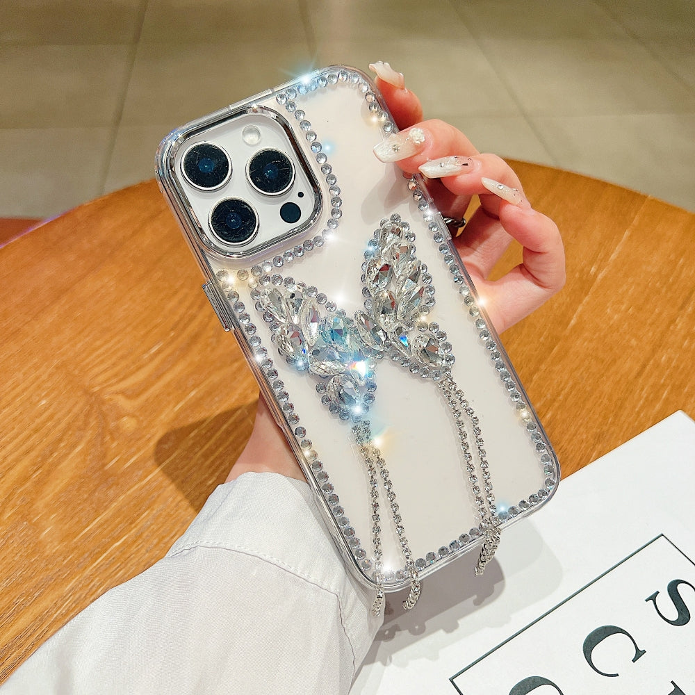 Rhinestone Butterfly Stone Transparent Phone Case