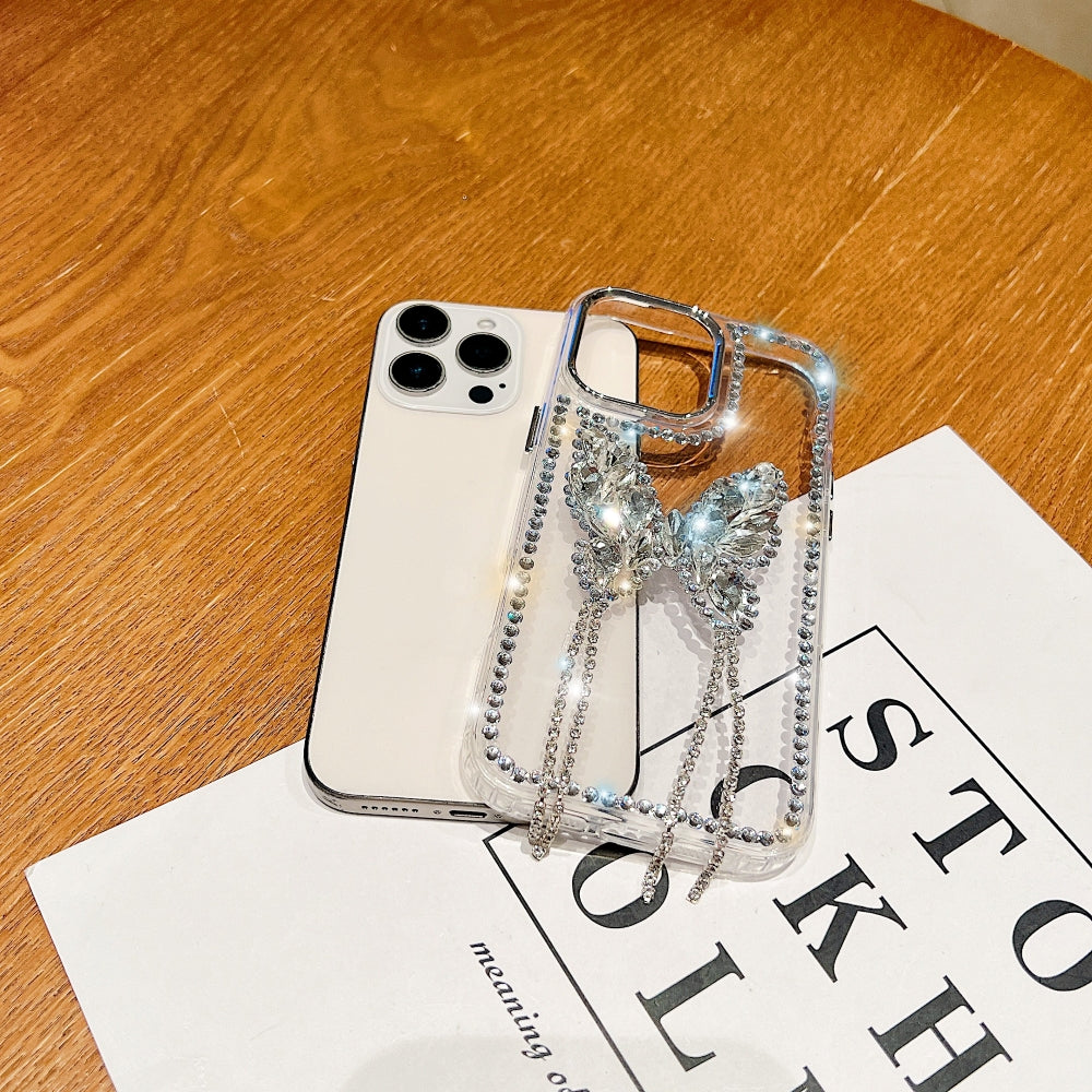 Rhinestone Butterfly Stone Transparent Phone Case