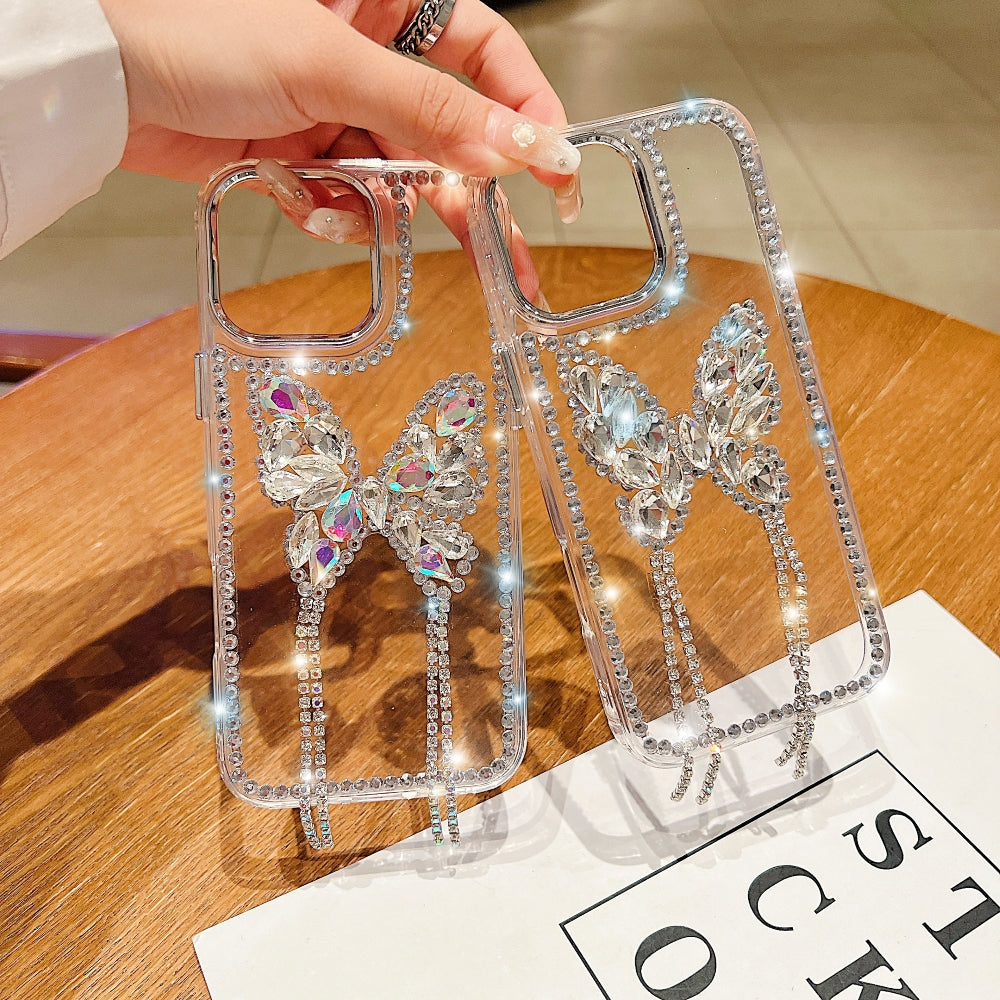 Rhinestone Butterfly Stone Transparent Phone Case