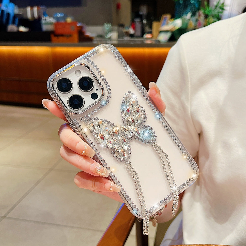 Rhinestone Butterfly Stone Transparent Phone Case
