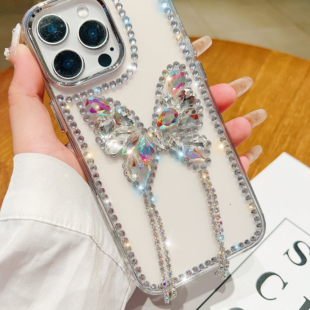 Rhinestone Butterfly Stone Transparent Phone Case