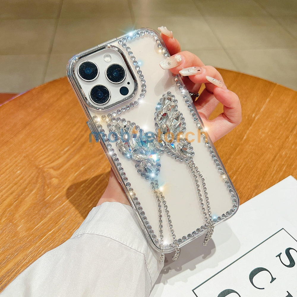 Rhinestone Butterfly Stone Transparent TPU (Soft) Phone Case | Mobile Cover - iPhone 16 Plus