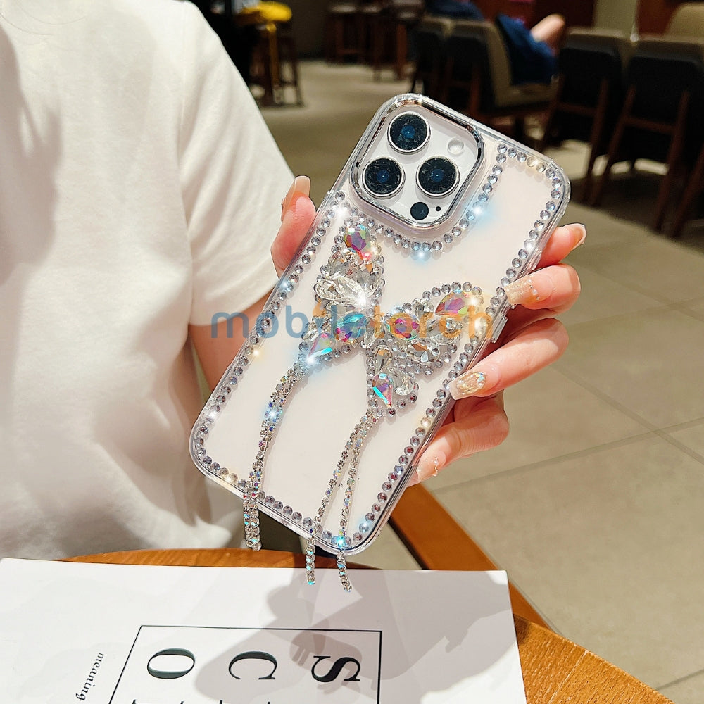 Rhinestone Butterfly Stone Transparent TPU (Soft) Phone Case | Mobile Cover - iPhone 16 Plus