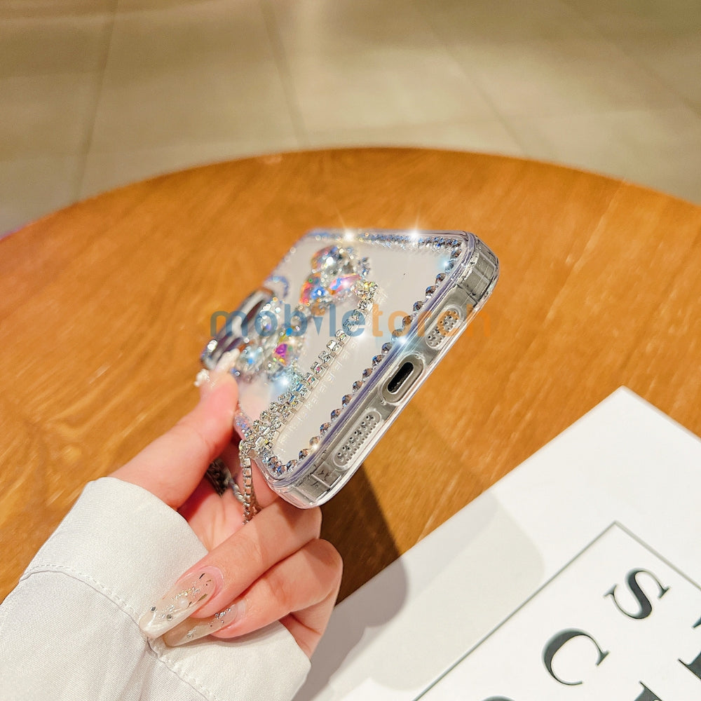Rhinestone Butterfly Stone Transparent TPU (Soft) Phone Case | Mobile Cover - iPhone 16 Plus