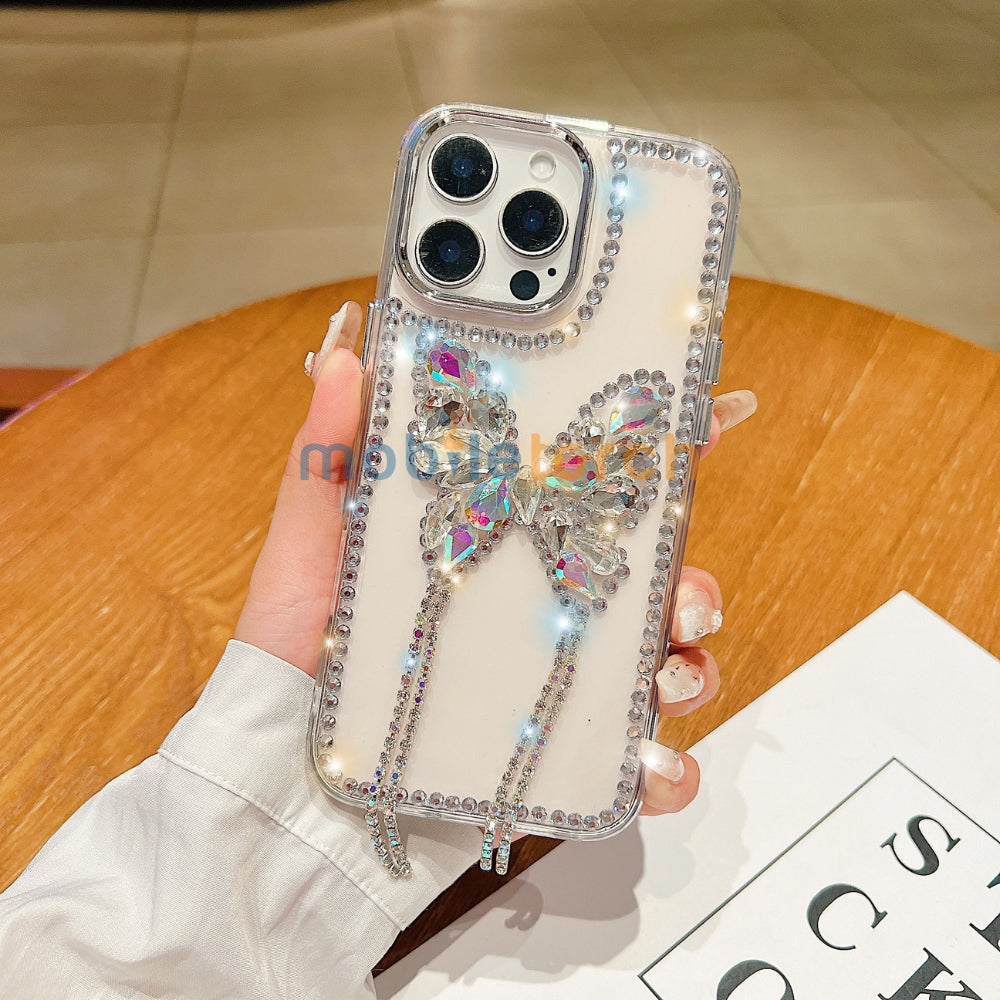 Rhinestone Butterfly Stone Transparent TPU (Soft) Phone Case | Mobile Cover - iPhone 16 Plus