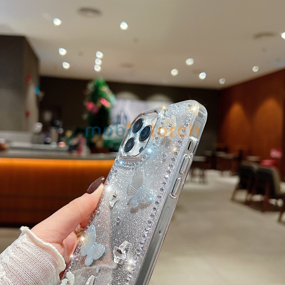 Rose and Butterfly Glittery TPU (Soft) Phone Case - iPhone 15 Pro Max