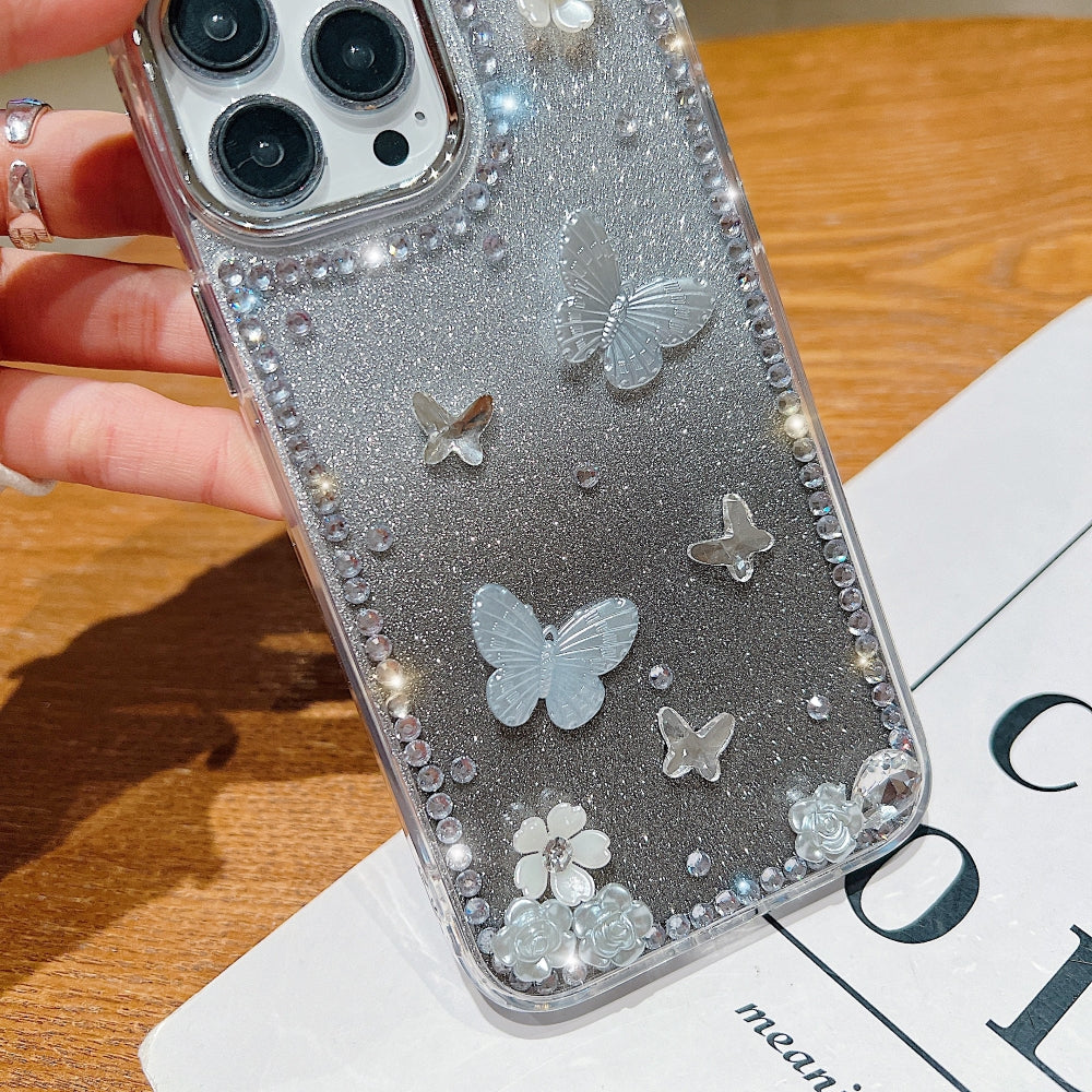 Rose and Butterfly Glittery Phone Case