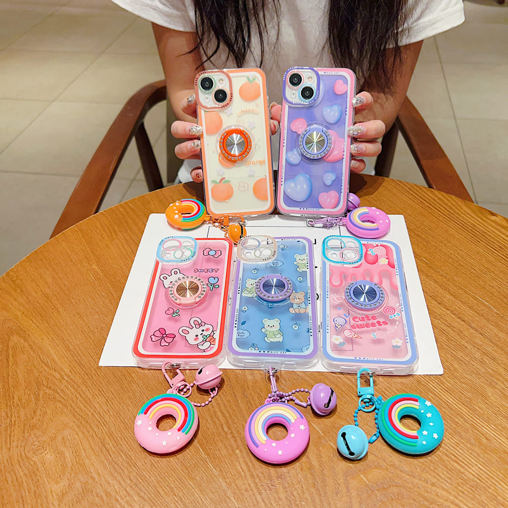 Rotated Ring Holder Printed Case With Charm