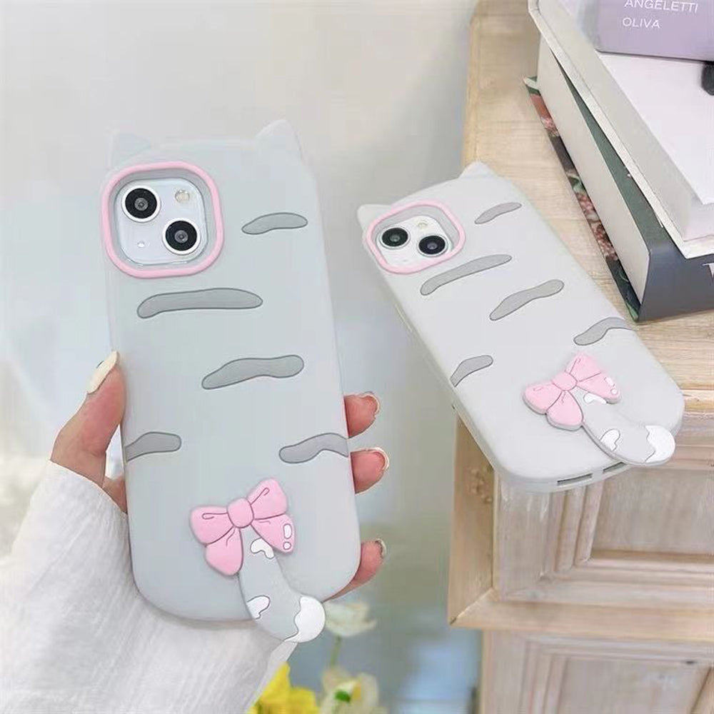 Cute Little Cat Phone Case with A Rotated Tail - iPhone 15 Pro Max