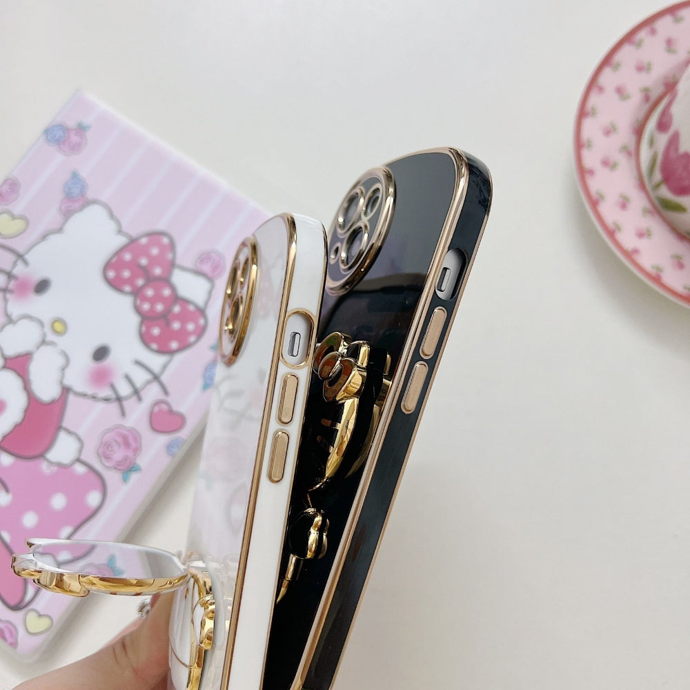 Rotated Kitty Mirror Stand Luxury Electroplated Cover - iPhone 12 Pro