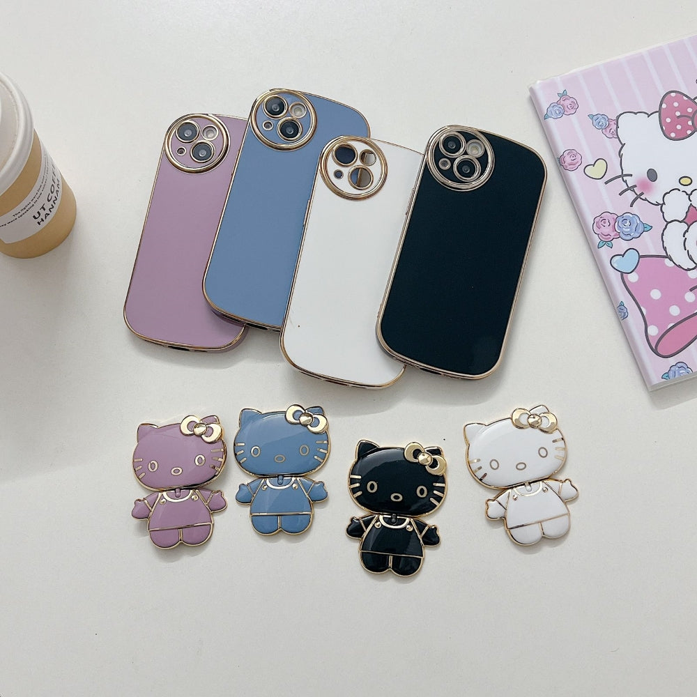 Rotated Kitty Mirror Stand Luxury Electroplated Cover - iPhone 12 Pro
