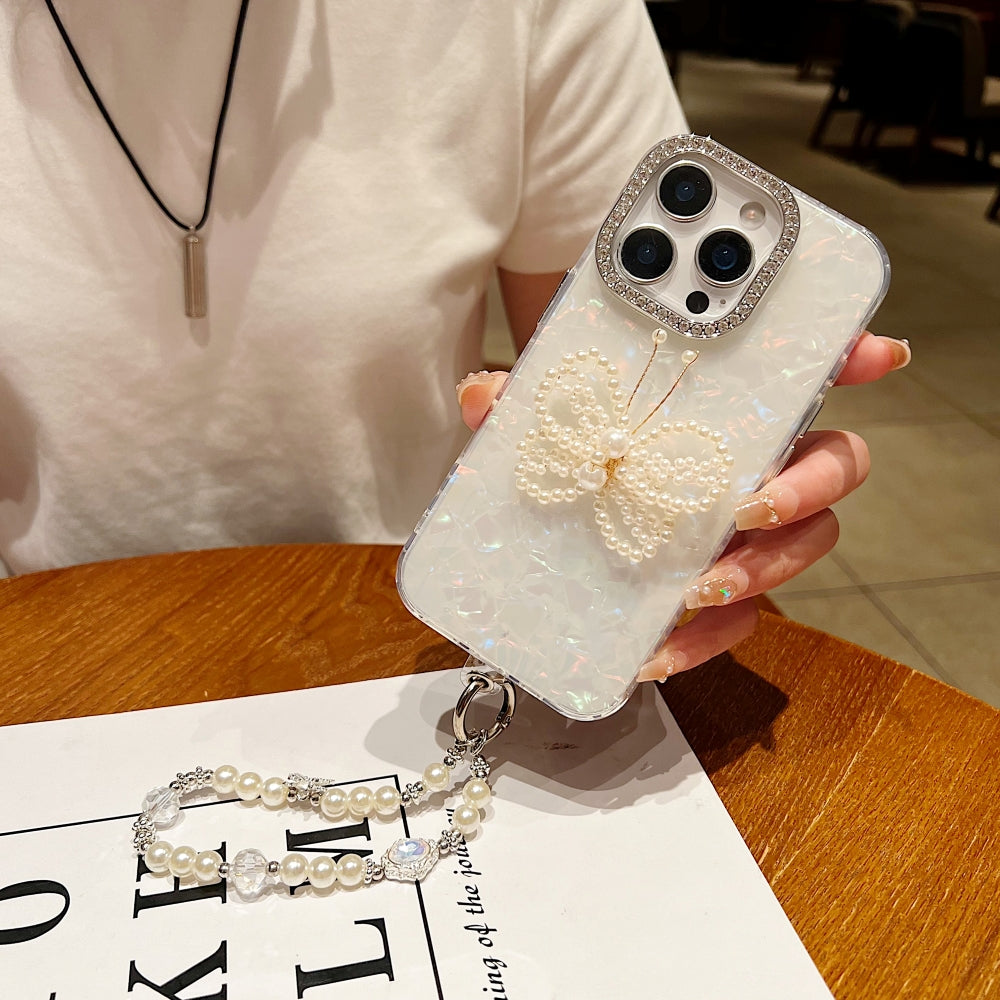 Shining Colorful Clear Pearl Butterfly Phone Case
