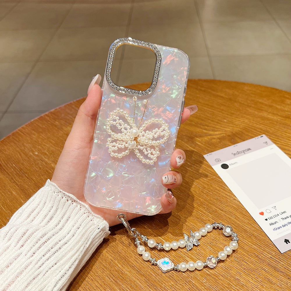 Shining Colorful Clear Pearl Butterfly Phone Case