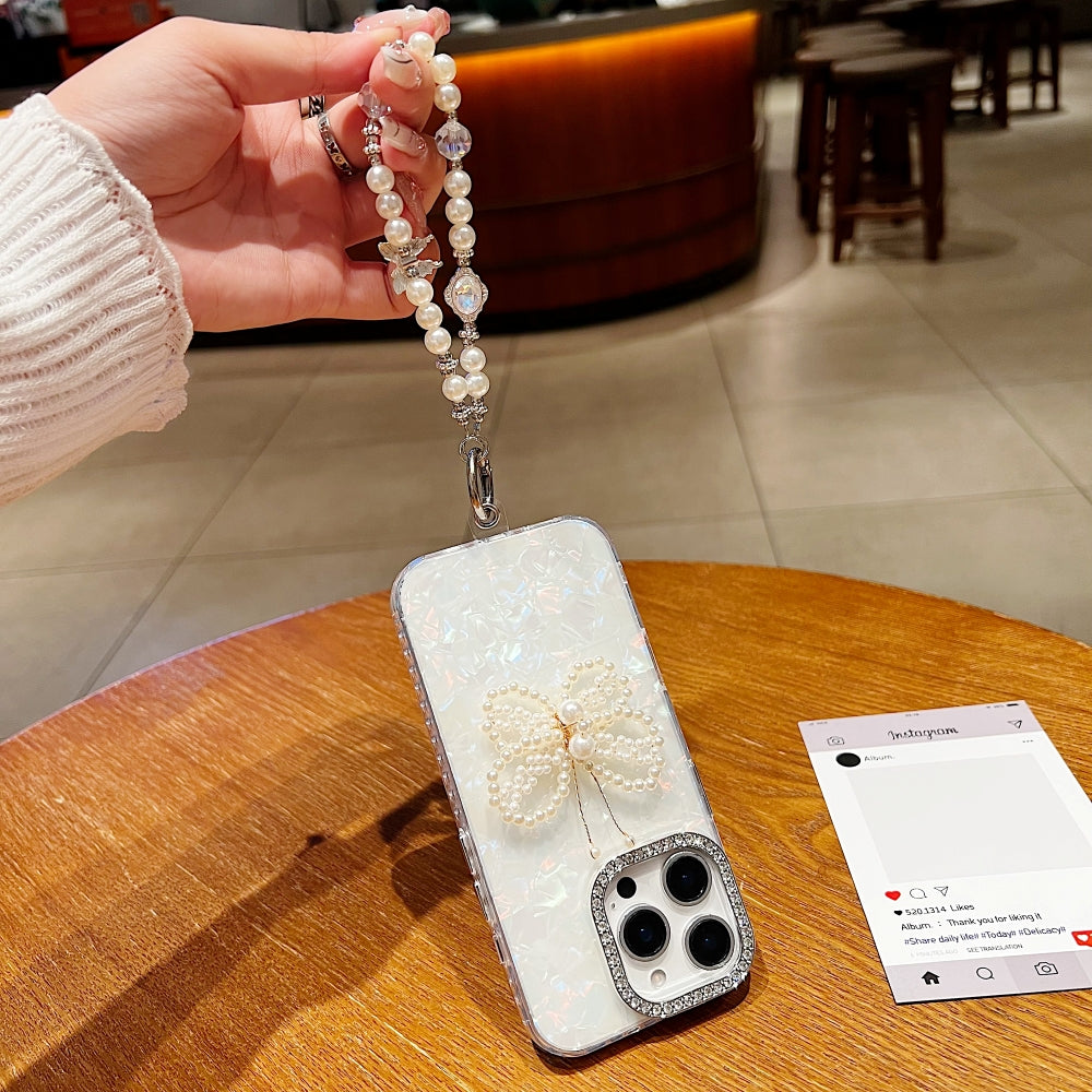 Shining Colorful Clear Pearl Butterfly Phone Case