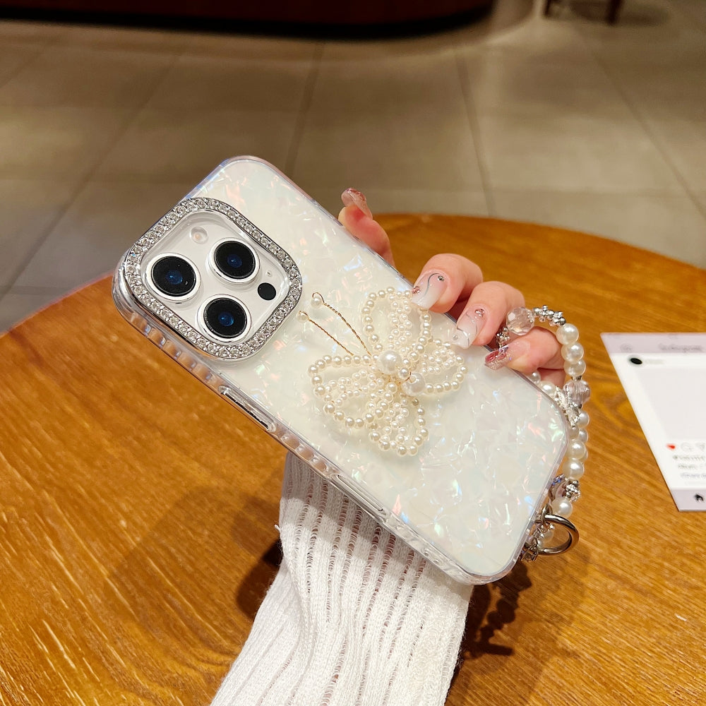 Shining Colorful Clear Pearl Butterfly Phone Case
