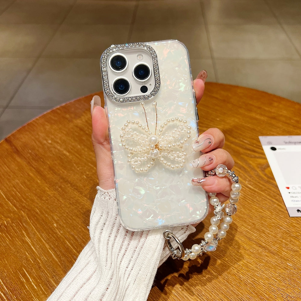 Shining Colorful Clear Pearl Butterfly Phone Case