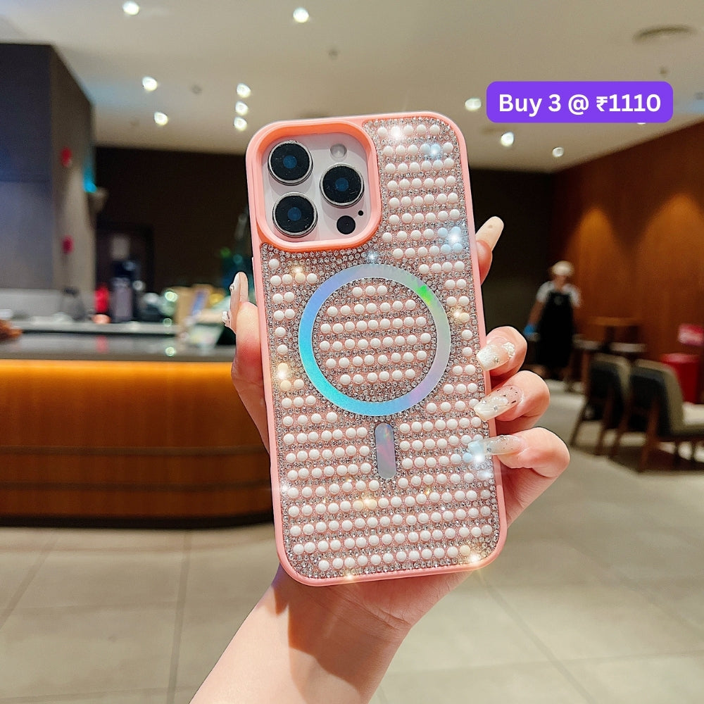 Shining Star and Pearl Diamond Magsafe Phone Case - iPhone 16 Pro