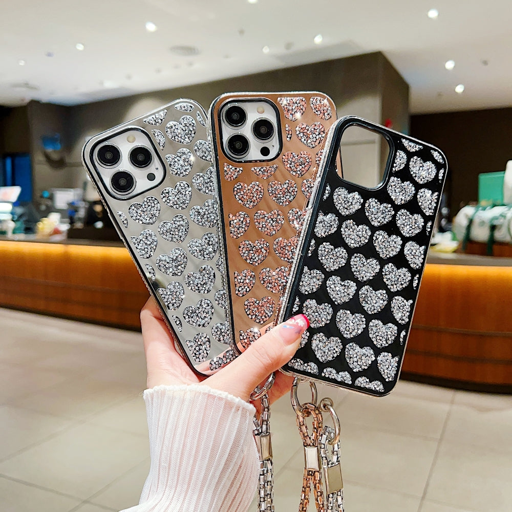 Shiny Glitter Diamond Heart PC (Hard) Case - Samsung S20FE