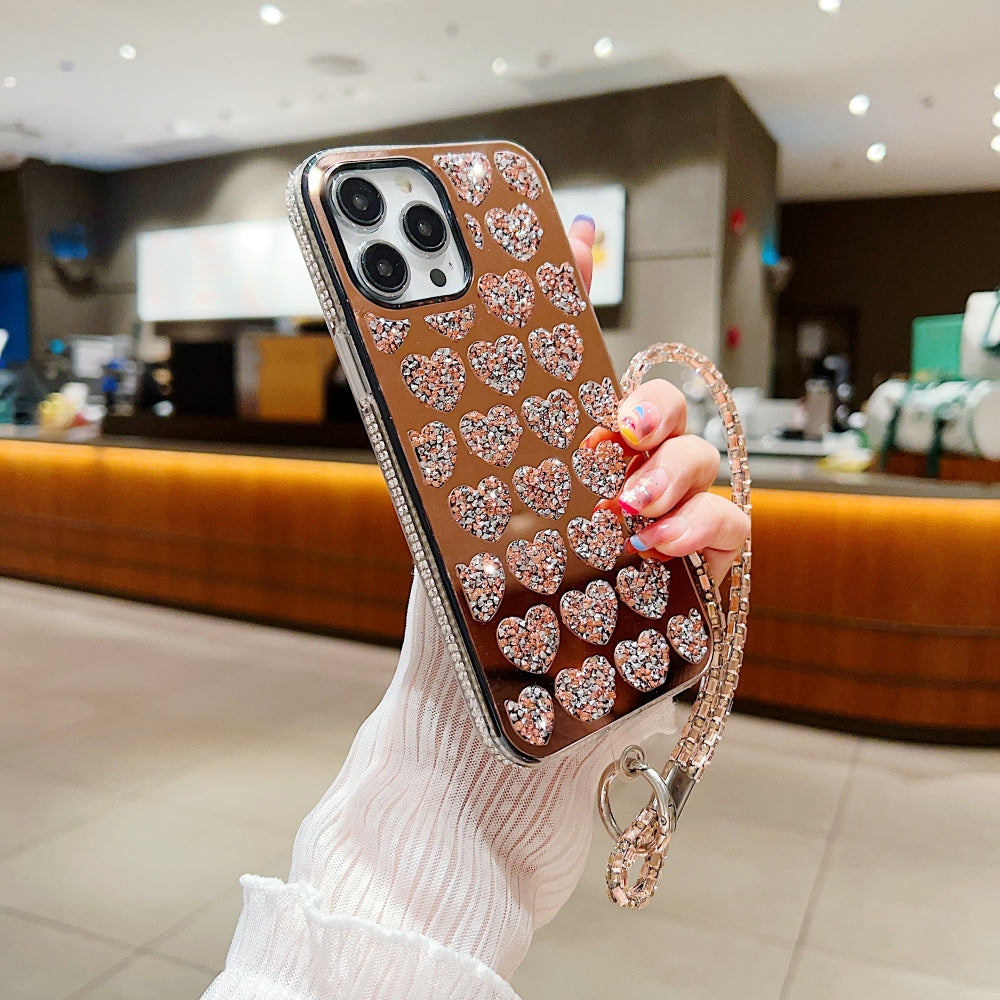 Shiny Glitter Diamond Heart PC (Hard) Case - Samsung S20FE