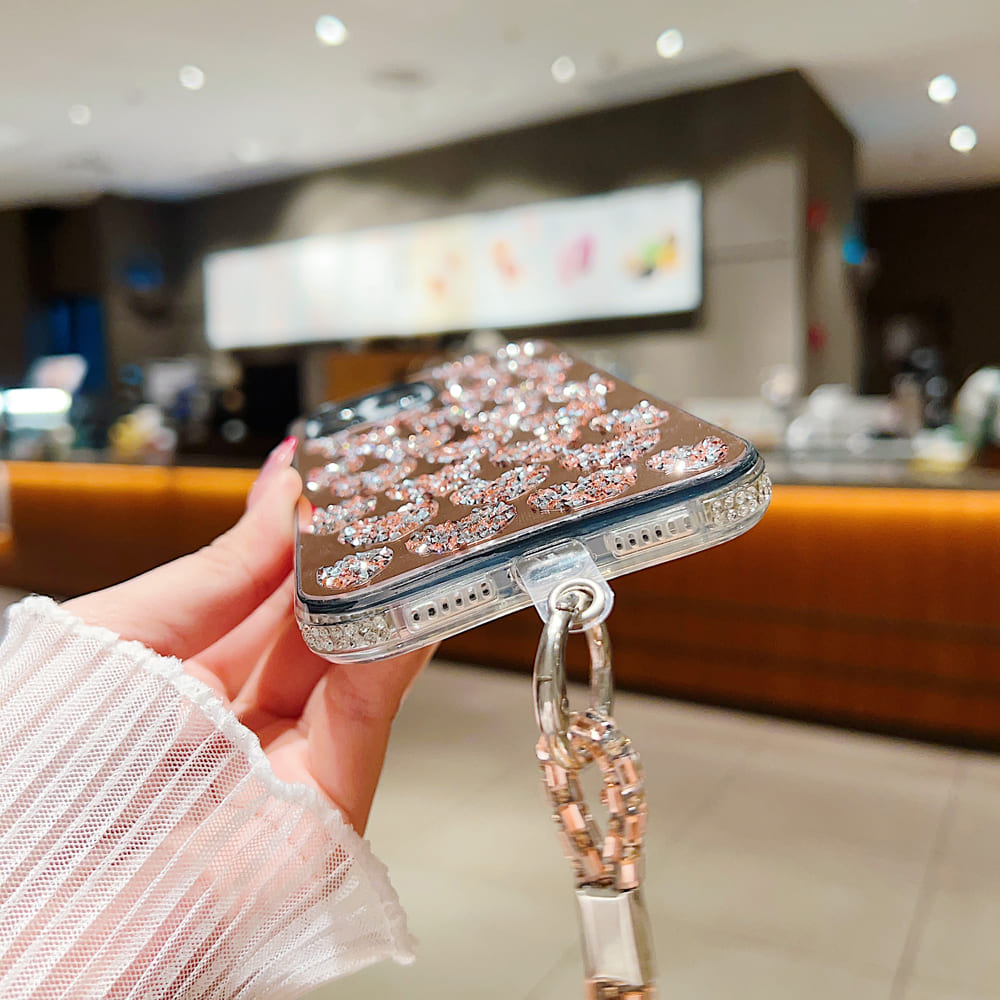 Shockproof Bling Pearl Phone Case With Pearl Bracelet