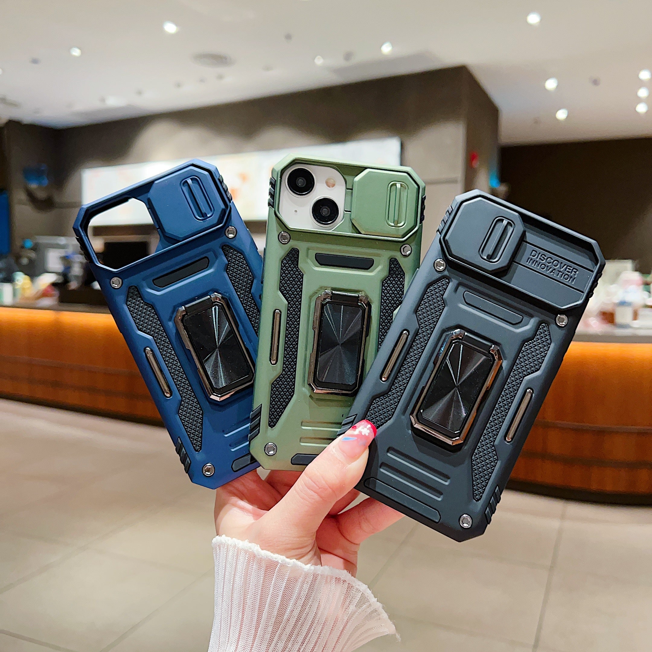 Shockproof Camera Shutter Ring Holder PC (Hard) Stand Cover - Samsung A12