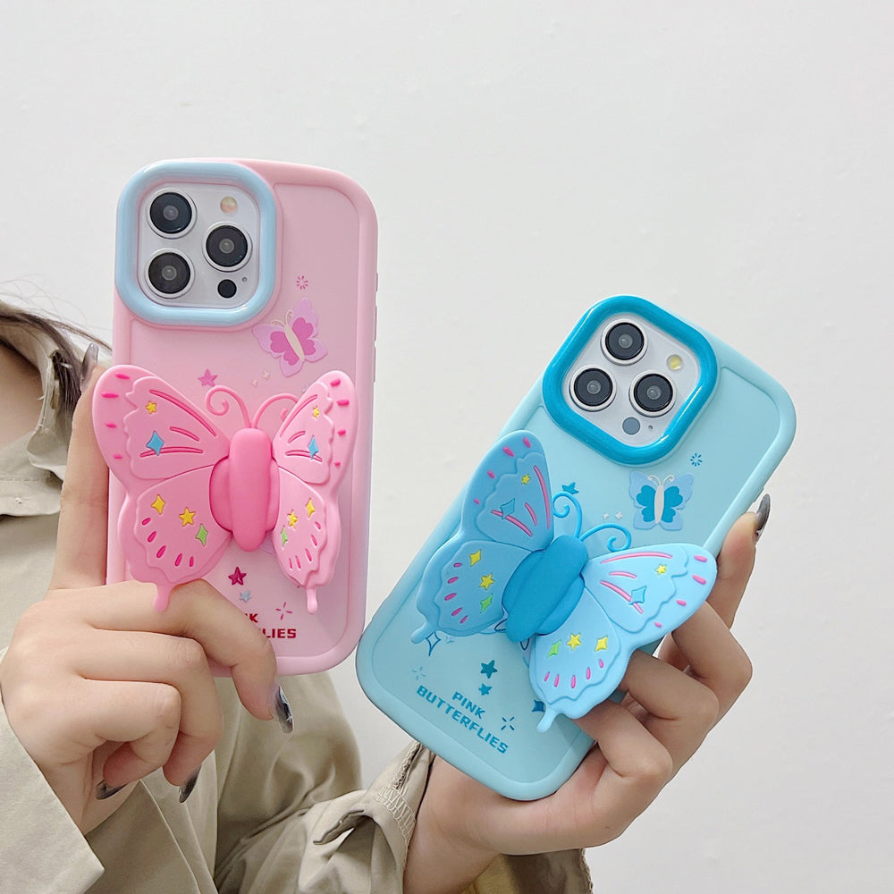 Butterfly Folding Wings Stand Silicone Soft Case - iPhone 13