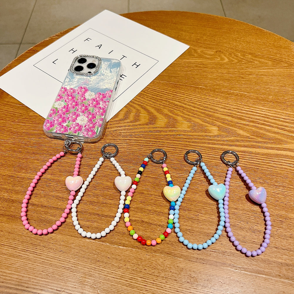 Small Acrylic Heart Stone Bead Phone Charm | Bracelet | Keychain | Handbag Charm