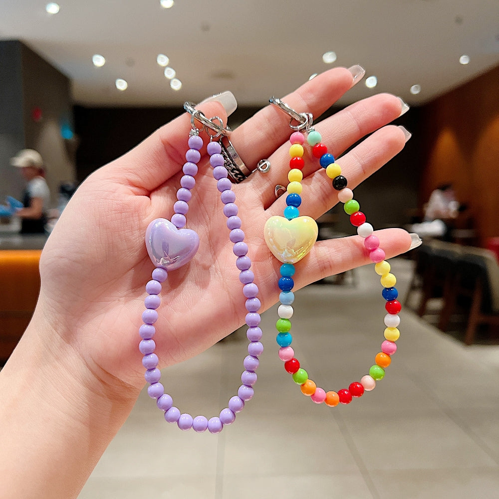 Small Acrylic Heart Stone Bead Phone Charm | Bracelet | Keychain | Handbag Charm