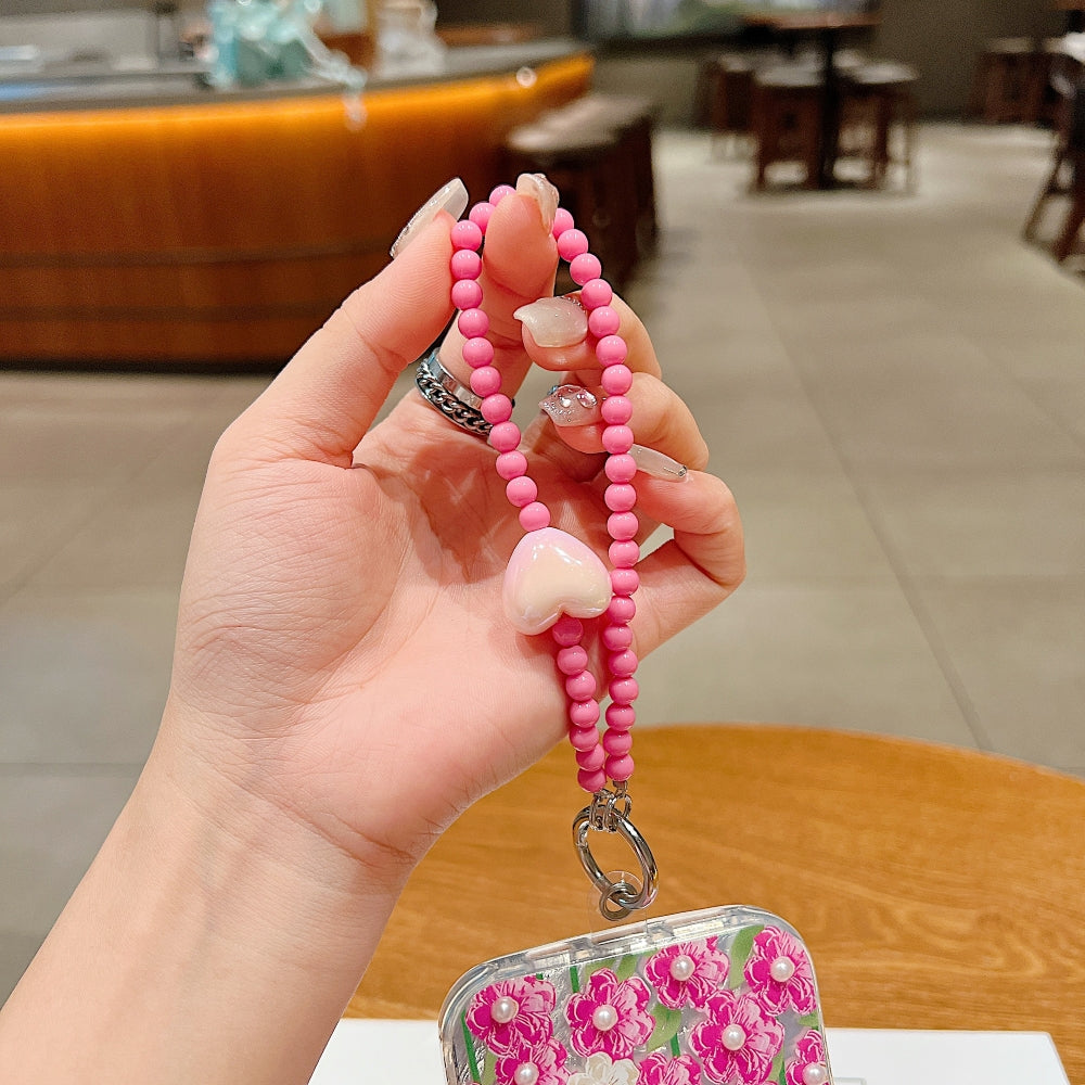 Small Acrylic Heart Stone Bead Phone Charm | Bracelet | Keychain | Handbag Charm