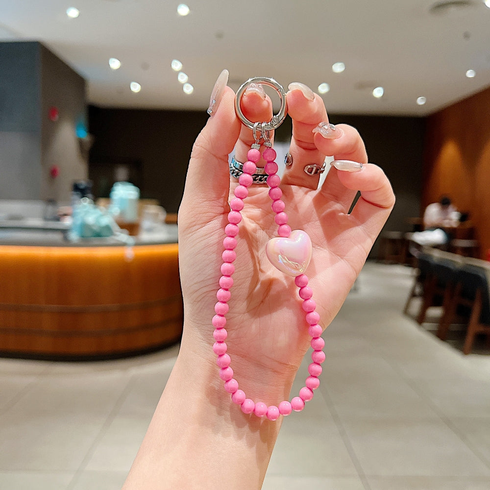 Small Acrylic Heart Stone Bead Phone Charm | Bracelet | Keychain | Handbag Charm
