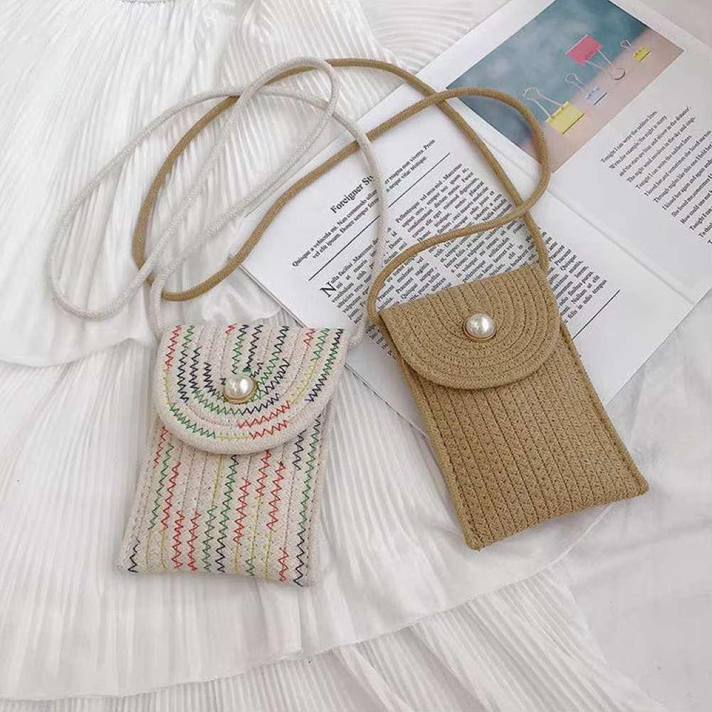 Soft Knit Button Sling Pouch