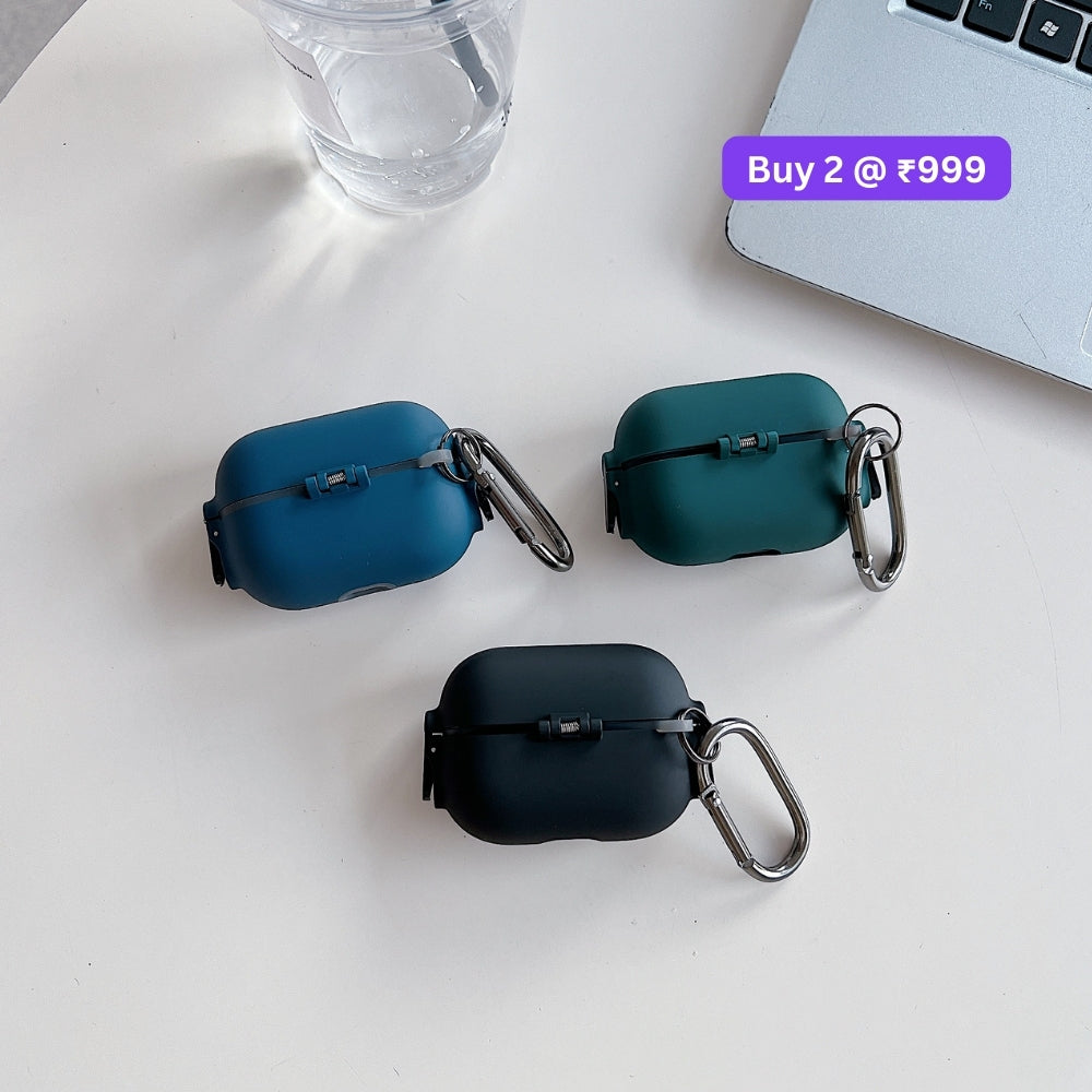 Soft Silicone 360 Degree Shock Absorbing Airpod Case with Keychain Hook for Airpod Pro 2 | Airpod 4