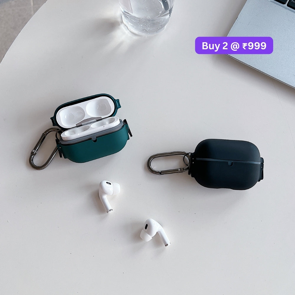 Soft Silicone 360 Degree Shock Absorbing Airpod Case with Keychain Hook for Airpod Pro 2 | Airpod 4