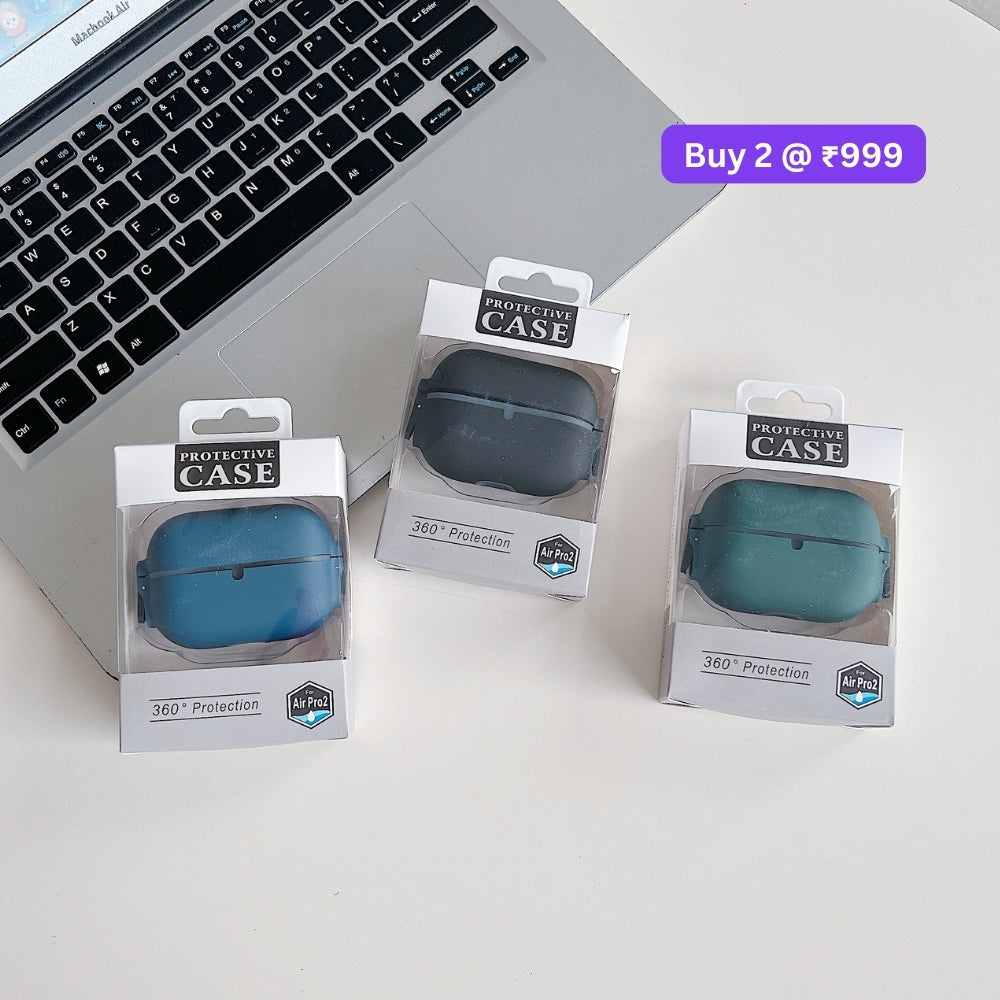 Soft Silicone 360 Degree Shock Absorbing Airpod Case with Keychain Hook for Airpod Pro 2 | Airpod 4