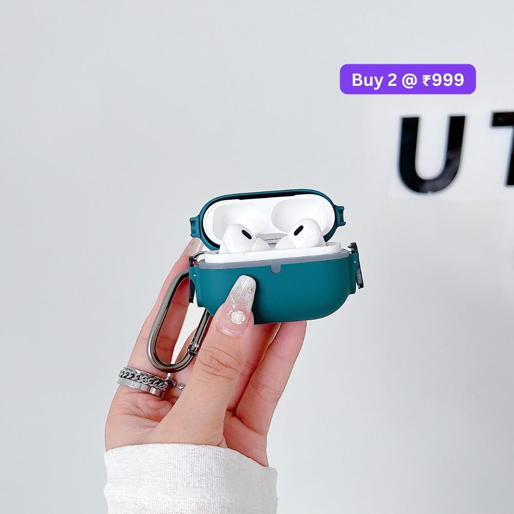 Soft Silicone 360 Degree Shock Absorbing Airpod Case with Keychain Hook for Airpod Pro 2 | Airpod 4