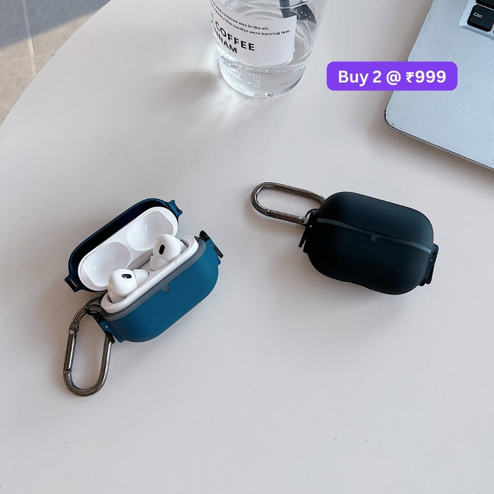 Soft Silicone 360 Degree Shock Absorbing Airpod Case with Keychain Hook for Airpod Pro 2 | Airpod 4