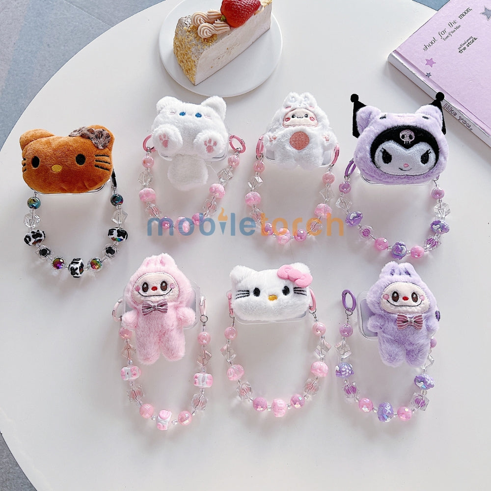 Soft Toy Flip Mirror Universal Stand with Crystal Bracelet