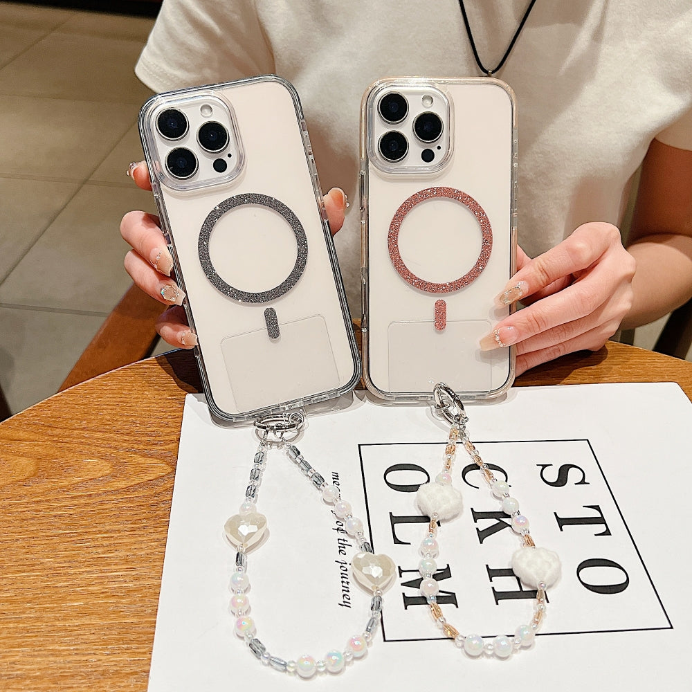 Solid Color Glitter Magsafe Transparent Phone Case