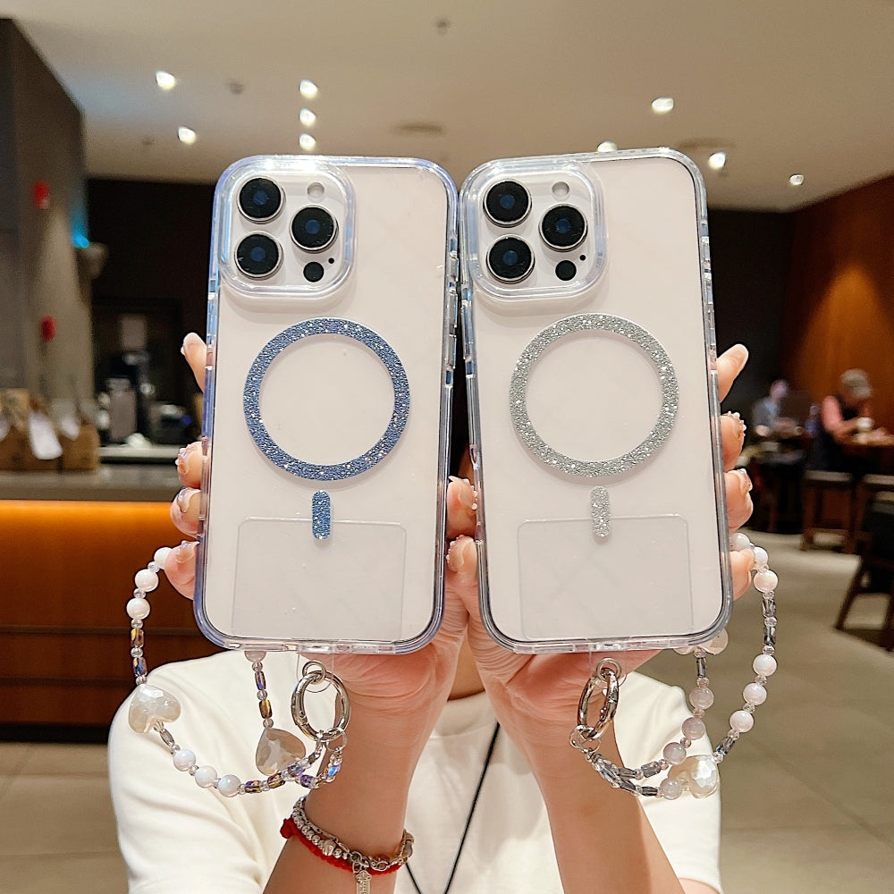 Solid Color Glitter Magsafe Transparent Phone Case