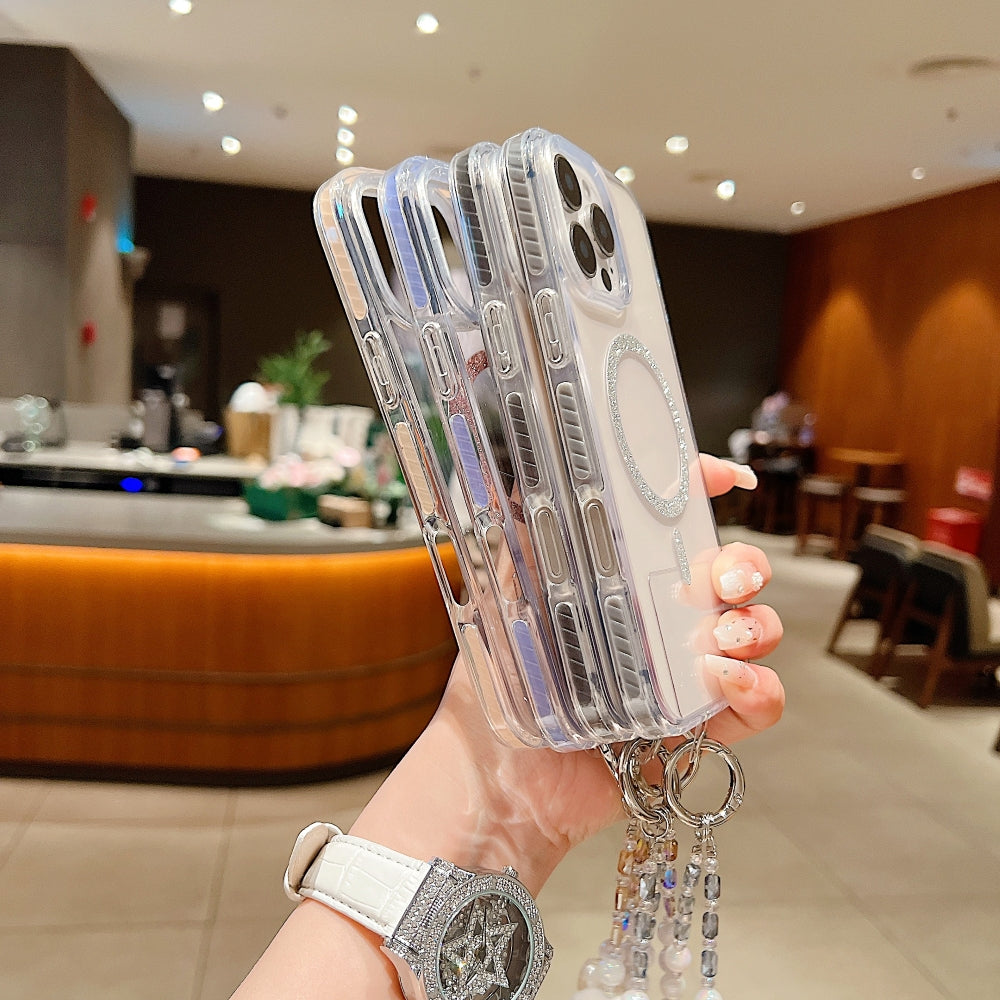 Solid Color Glitter Magsafe Transparent Phone Case