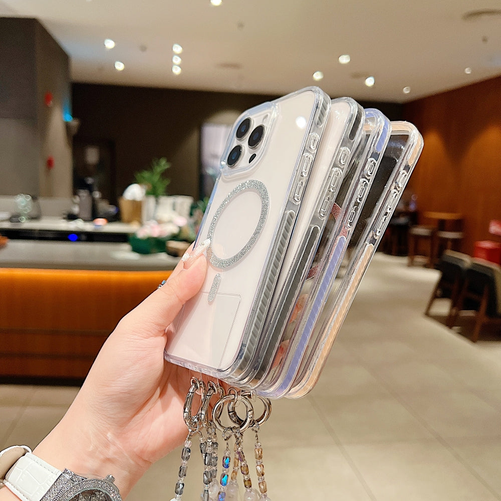 Solid Color Glitter Magsafe Transparent Phone Case