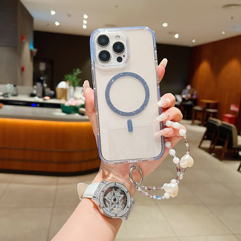 Solid Color Glitter Magsafe Transparent Phone Case