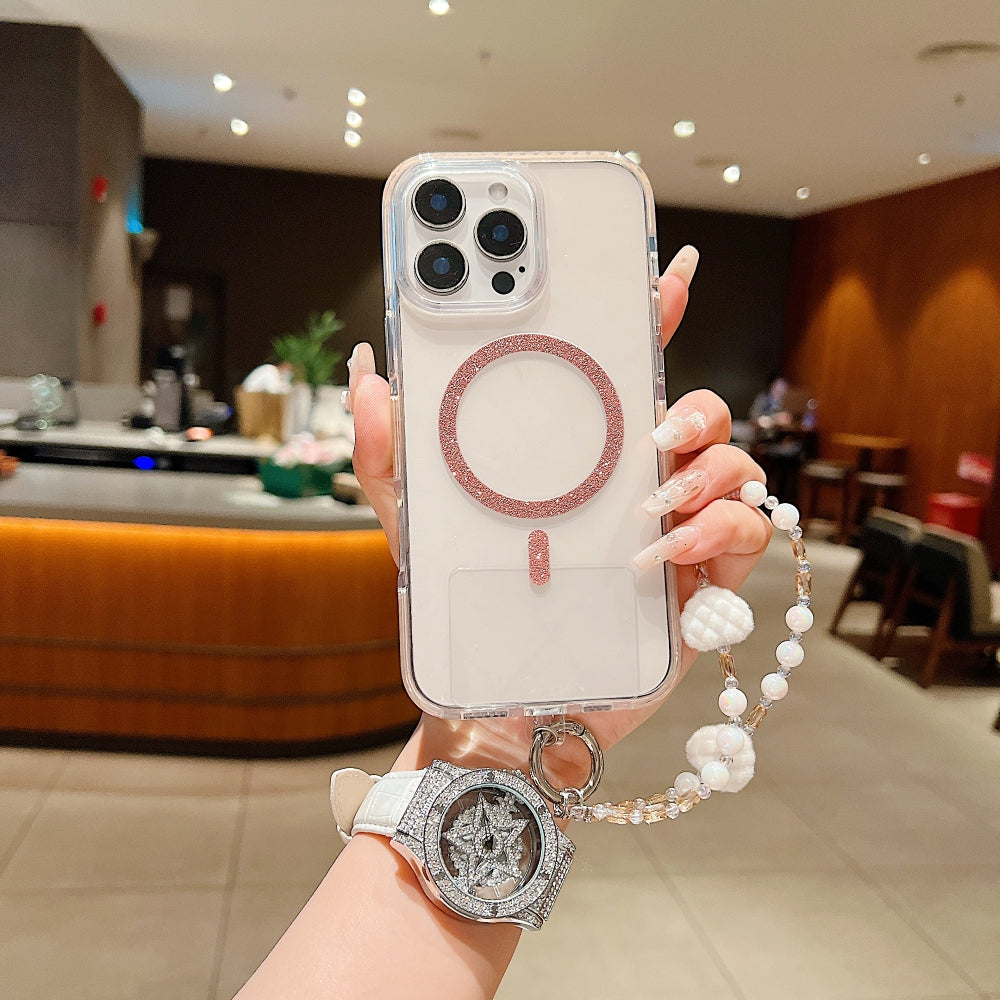 Solid Color Glitter Magsafe Transparent Phone Case