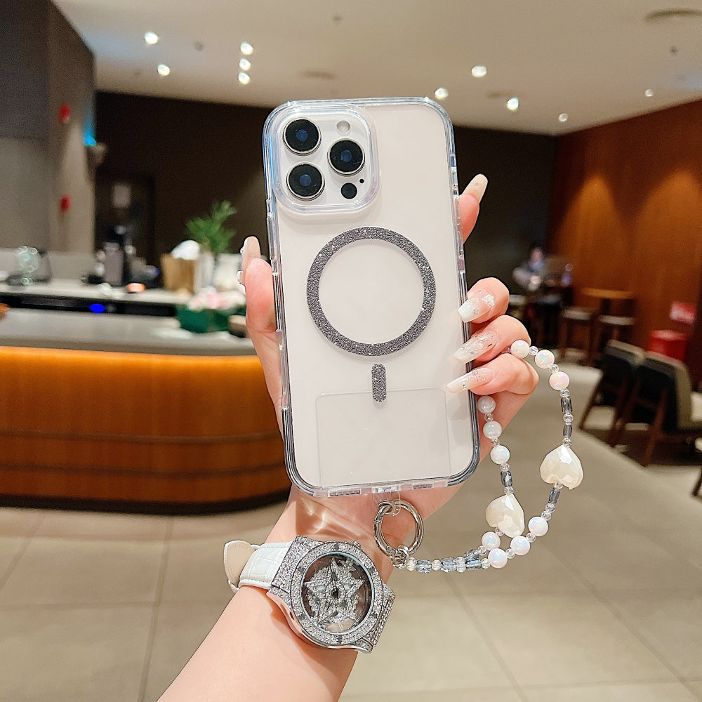 Solid Color Glitter Magsafe Transparent Phone Case