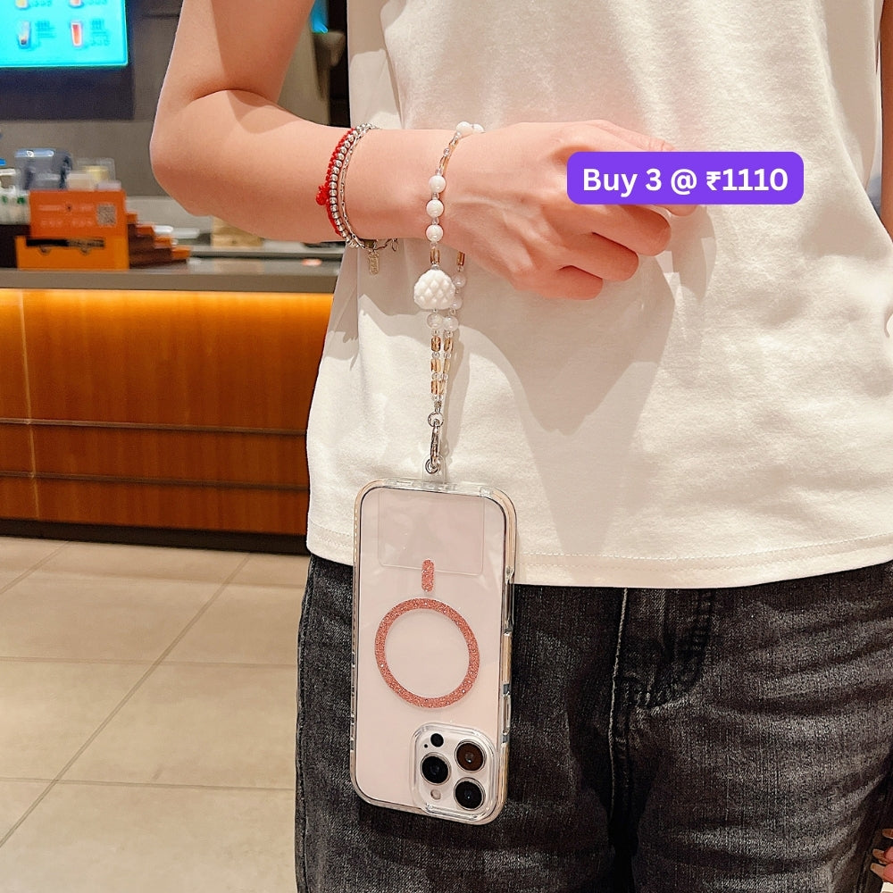 Solid Color Glitter Magsafe Transparent Phone Case | Mobile Cover with Random Bracelet - iPhone 13