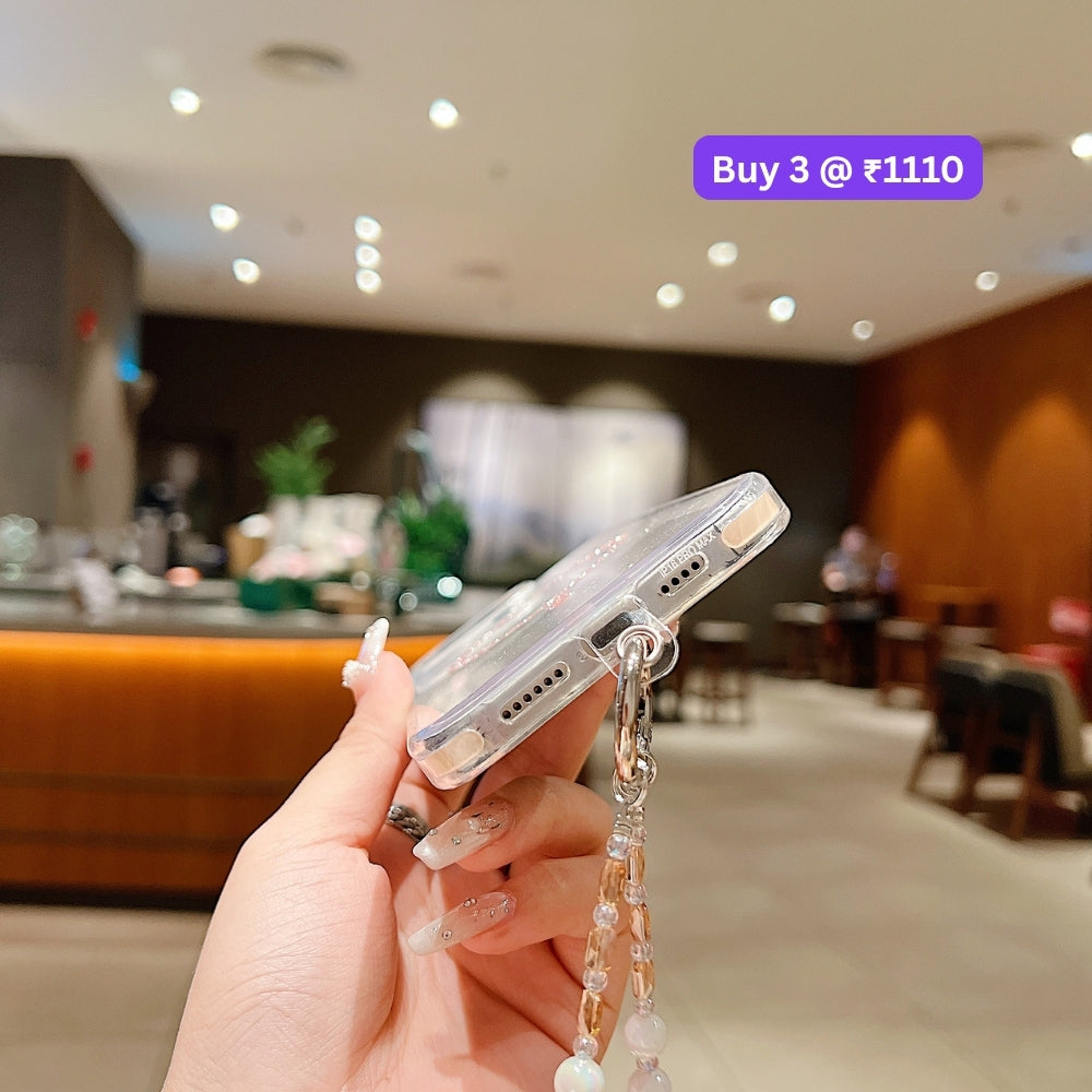 Solid Color Glitter Magsafe Transparent Phone Case | Mobile Cover with Random Bracelet - iPhone 13