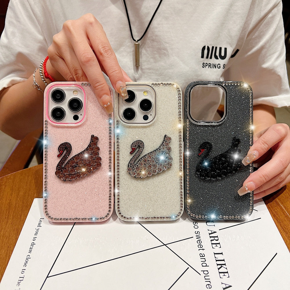 Glittery Diamond Swan Phone Case